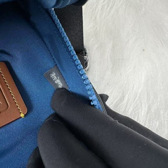 Coach Racer Sling Pack In Colorblock Signature Canvas Tan/Pacific Bright Mine - Picture 9 of 11